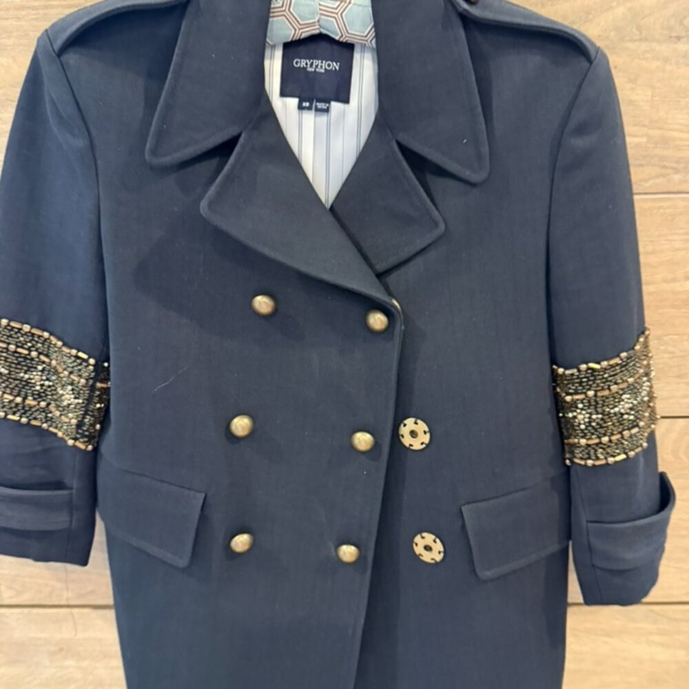 Gryphon Military Jacket, Anthropologie, XS, Beaded